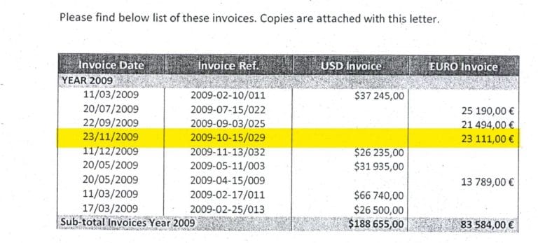 8 ème virement international de 23.111 euros du 23 novembre 2009 de CONNECTIC vers EMERGENT signé par RANARISON Tsilavo lui-même